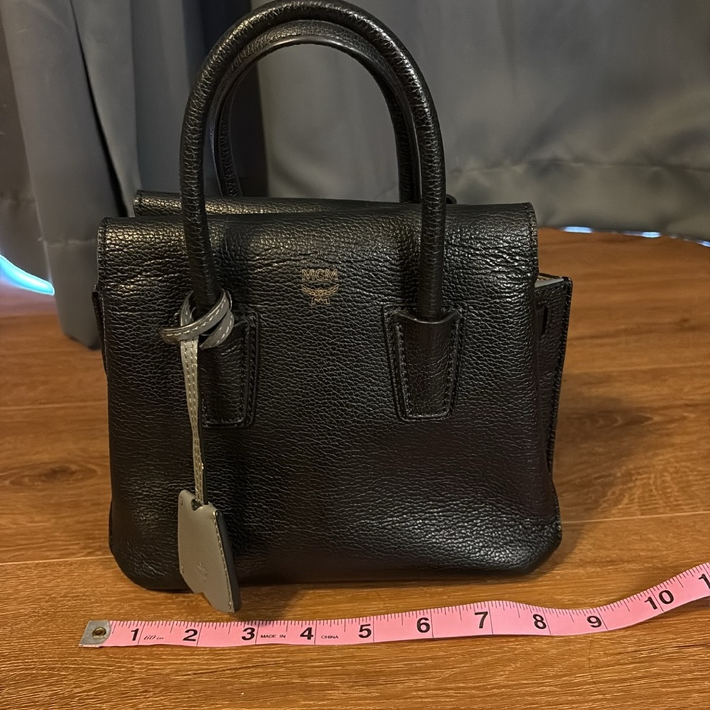 MCM Mini Black Satchel with Chain Strap - Picture 6 of 9